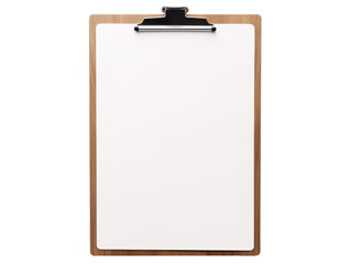 a clipboard with a white paper on it