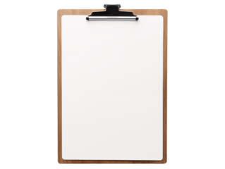 a clipboard with a white paper on it