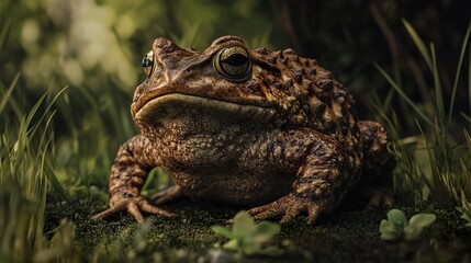 Close Up of a Toad in the Grass