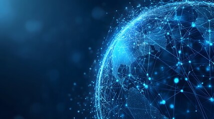 A Digital Globe with Connecting Lines and Glowing Nodes