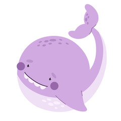 Funny and cute fish, sea creature. Children's print.