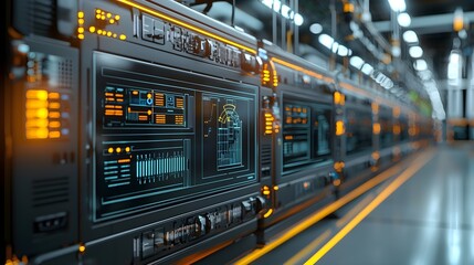 Naklejka premium Futuristic Server Room Interior
