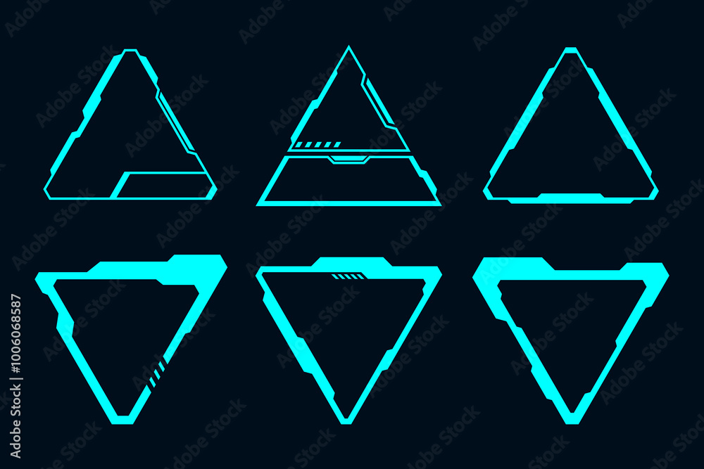 Wall mural abstract frames technology futuristic interface triangle shape. hud modern design.