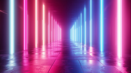 3d render, abstract background with colorful spectrum. Modern wallpaper with neon rays and glowing lines
