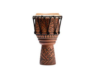 a brown drum with black ropes
