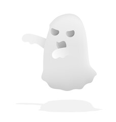 Frightening three dimensional ominous ghost that scares people with otherworldly sounds and eerie screams. Realistic 3d vector isolated on white background