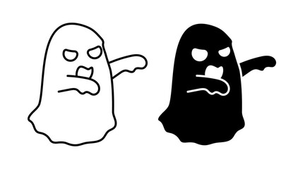 Obraz premium Linear icon. Halloween sinister ghost stretches her hands forward and scares with otherworldly sounds and eerie screams. Simple black and white vector isolated on white background
