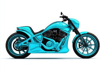 Obraz premium Blue Motorcycle on White Surface