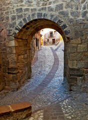 Albarracín Teruel tipical street tunnel door stone corridor