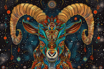 Fototapeta premium Astrological composition with concept of Capricorn zodiac sign symbol