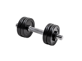a black dumbbell with a silver handle