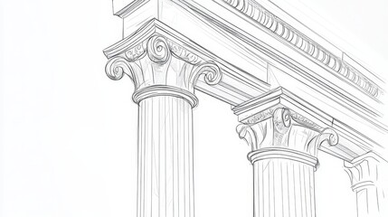 Obraz premium Intricate minimalist drawing of a Greek column in one continuous line, perfect for architectural illustrations or old building elements.