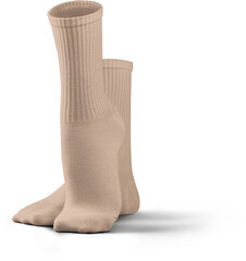 Mockup of high, long tan, nude, beige socks 3d rendering, png, front view