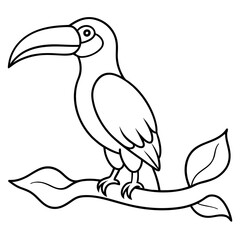 Hornbill Sitting Vector Illustration Capturing Majestic Bird in Tropical Landscape
