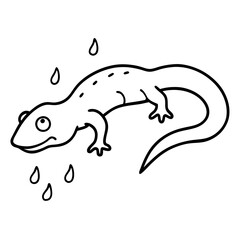 Newt Adventure in a Wet Habitat Illustrated in Vector Style Capturing Nature's Beauty
