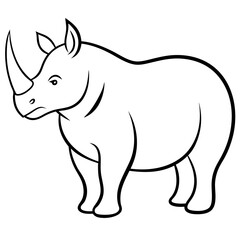 Beautiful Side Profile of a Rhinoceros Vector Illustration Highlighting Its Distinctive Shape and Characteristics
