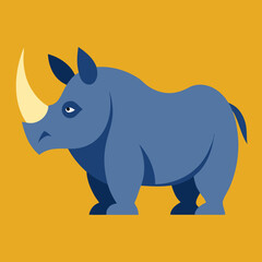 Stunning Vector Illustration of Rhinoceros Side Profile Showcasing Its Prominent Features in a Vibrant Natural Setting
