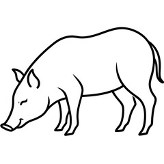 Vector Illustration of Wild Boar Sniffing the Ground Unveiling Nature's Hidden Treasures
