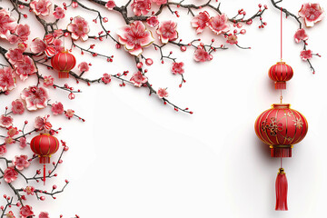 Fototapeta premium Beautiful greeting card with holiday composition for celebrate chinese festival of lanterns