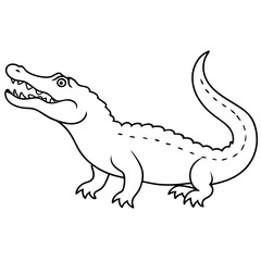 Vector illustration of a crocodile on land with an open mouth ready to strike
