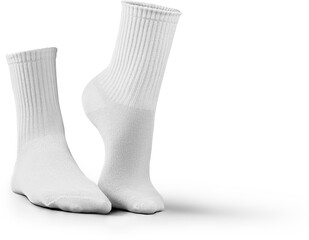 Mockup of medium white socks 3D rendering, png