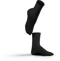 Mockup of medium black socks 3D rendering, png