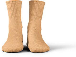 Mockup of medium tan, nude, beige socks 3D rendering, png