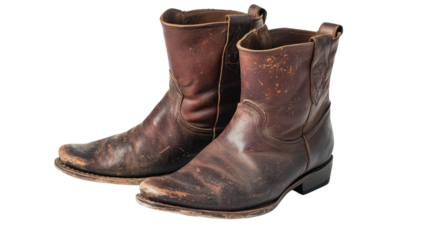 Men's leather boots on transparent background