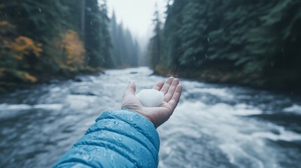 2409_100.a serene image of a nature scene with a person leisurely using a cold compress on their sore wrist, promoting the idea of self-care and relaxation in recovery