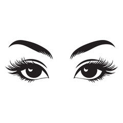 Fototapeta premium Eyelashes vector illustration in black and white - Eyebrows Clipart Design 