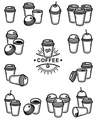 Coffee cup set. Collection icon coffee. Vector