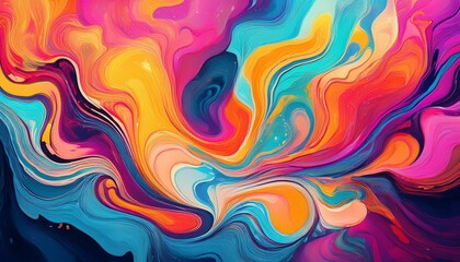 Fototapeta premium Vibrant Abstract Painting with Melted Color Patterns and Organic Fluid Shapes, Energetic and Colorful Concept Art for Modern Interiors