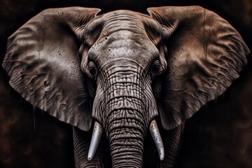 Close-up of a majestic elephant showcasing its features.