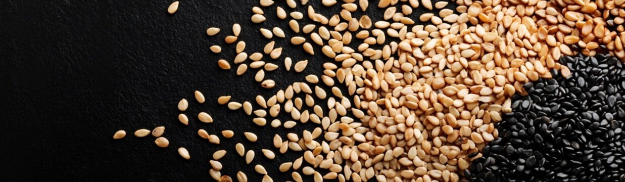 a banner with black and white sesame seeds