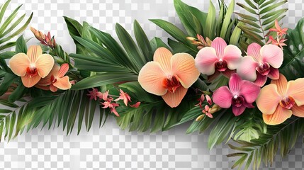 Vibrant Orchid and Leaf Composition