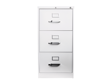 a white file cabinet with handles