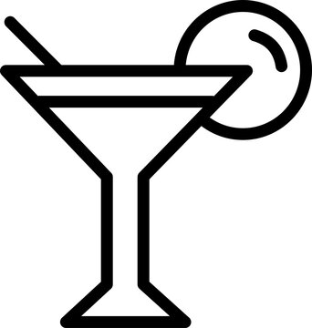 recommend clip art: Black and white line art illustration of a cocktail glass with a lime wedge.
