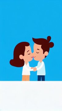 couple kiss animation