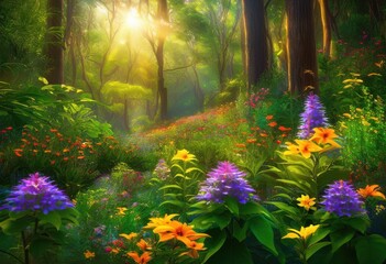 Fototapeta premium stunning display vibrant biodiversity pristine natural landscapes showcasing diverse flora fauna colorful habitat, nature, ecosystem, wildlife, vegetation