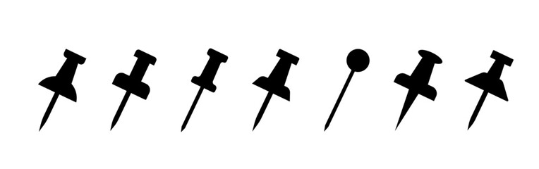 Push pin icon set. Map pin place marker. Pin sign icons for web site. Vector illustration.