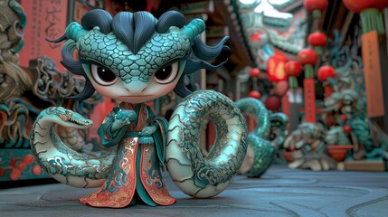 Cute Dragon Figurine in Asian Setting