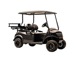 a black golf cart with a white background