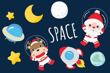 Naklejka premium santa claus in space