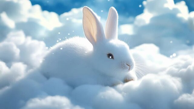 Serene Rabbit in Clouds