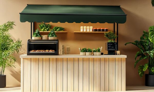 Front View Food Stand Mockup Video