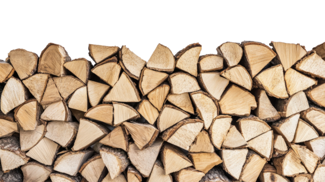 stack of wooden logs on a transparent background