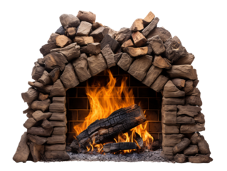a fireplace with a fire in it