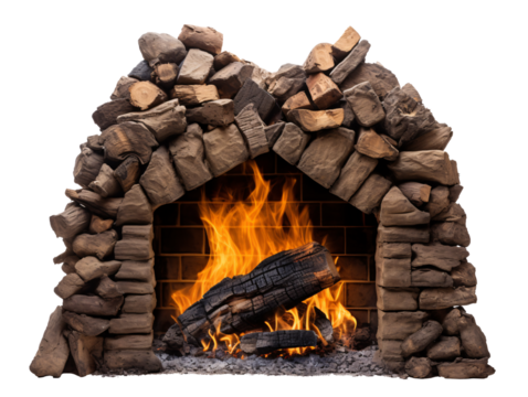 a fireplace with a fire in it
