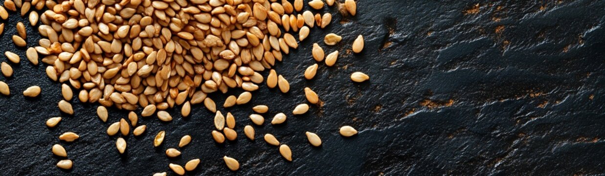 a banner with sesame seeds