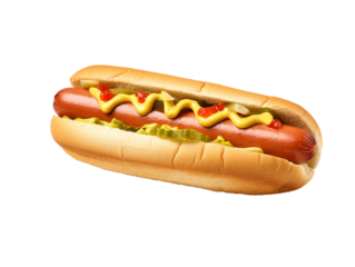 a hot dog with mustard and ketchup